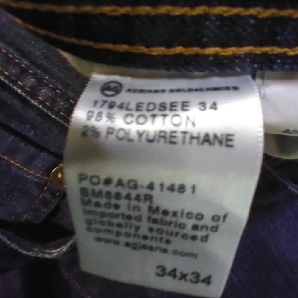 AG the Everett Men's Dark Blue Slim Straight Denim Jean Size 34/34 Cotton - Picture 10 of 13